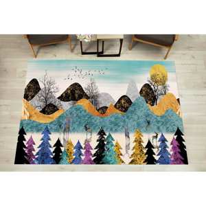 Tapis abstrait à motif forêt : Tapis paysager coloré antidérapant, tapis fin non tissé - Product Image 1