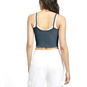 2024 femmes Logo personnalisé coton débardeur sans bretelles côtelé grande taille court court respirant été entraînement course Fitness décontracté - Product Image 3