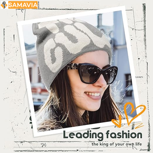 Gorros con letras de Jacquard OEM, gorro cálido de punto de invierno para Unisex, gorro de calavera con logotipo personalizado, gorros de estilo callejero a la moda - Product Image 2