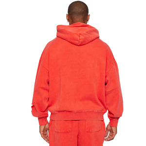 Sweat à capuche rouge surdimensionné délavé pour hommes avec poche kangourou à vendre à des prix bas - Product Image 4