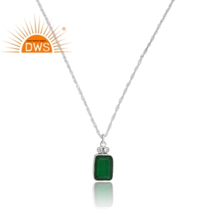 Colgante de piedras preciosas Cz y cuarzo Esmeralda zambiano doblete Natural de Plata de Ley 925 más vendido, fabricante de joyería de diseño personalizado - Product Image 2