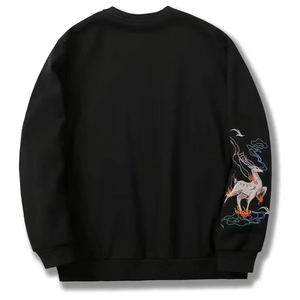 Estilo chino Sika ciervo bordado polar Sudadera con capucha hombres Streetwear pulóver algodón Casual japonés Sudadera con capucha - Product Image 2