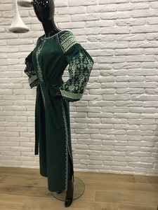 Vestido largo de manga larga bordado, cuello redondo, 100% algodón, romántico, otoño - Product Image 4