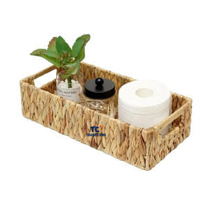 VENTE CHAUDE En Gros Décor Maison Organisateur À La Main Jacinthe D'eau Tissé Panier De Rangement En Osier Avec Poignées-WHB06 - Product Image 1