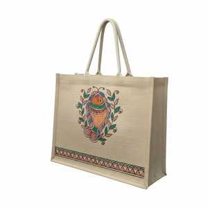 กระเป๋าช้อปปิ้งปอกระเจาแบบพับได้ ด้ามจับยาว ทำด้วยมือ พร้อมซิปด้านบน เป็นมิตรกับสิ่งแวดล้อม - Product Image 4