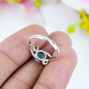 แหวนเงินวินเทจทำมือ925พลอยคาลซิโดนีท้องฟ้าสเตอร์ธรรมชาติทรงวงรีทันสมัยพร้อมฝังหนามเตย - Product Image 2