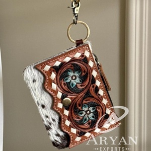 Monedero de cuero genuino para mujer, monedero de cuero de vaca con cremallera, Mini tarjetero, billetera - Product Image 1