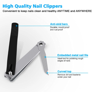 Anaif กรรไกรตัดเล็บเหล็กคาร์บอนขนาดเล็กพร้อมใบมีดโค้งกรรไกรตัดเล็บนิ้วและตะไบเล็บสีดำ - Product Image 4