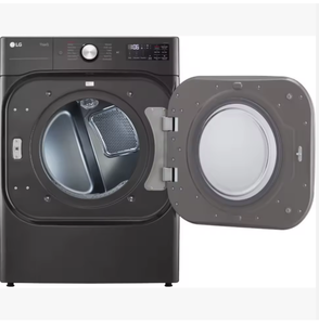Ensemble lave-linge frontal et sèche-linge électrique neuf de qualité supérieure avec meuble de rangement à tiroirs en acier noir - Product Image 2