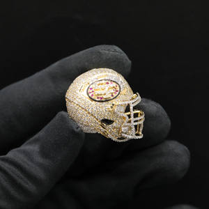 จี้เพชรทรงกลมแบบเจียระไนบริลเลียนท์ ประดับเพชร CZ บนตัวเรือนสแตนเลสสตีล สำหรับผู้ชาย สไตล์ฮิปฮอป - Product Image 5