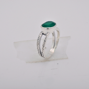925 Sterling Silver Ladies Fine Jewelry Ring <b>Green</b> Onyx Cut Gemstone Diamond for Wedding Casual Party Wear Wholesale Factory - Product Image 1