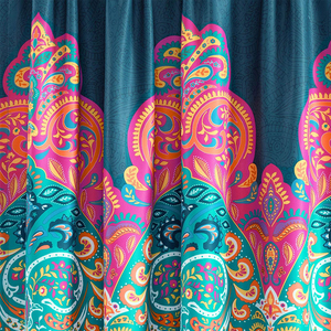 Prêt à expédier rideau dernière conception de luxe 3D imprimé occultant prêt à l'emploi rideau de fenêtre salon rideau tissé Service OEM - Product Image 5