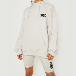 Bộ đồ thể thao nữ chất liệu nỉ cotton dày dặn cao cấp có mũ trùm đầu kèm quần short, chất liệu dệt kim, hai mảnh - Product Image 5