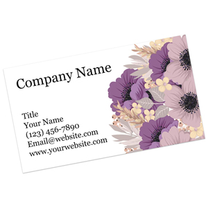 Supere las expectativas Tarjetas de visita impresas personalizadas en 300gsm Sturdy Stock Purple Floral Business Card - Product Image 1