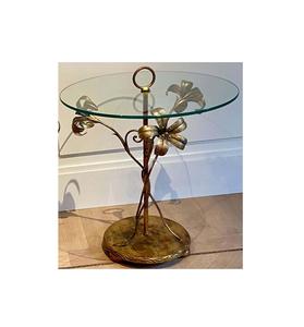 Mesa de centro de aluminio floral vintage con base brillante y vidrio templado adecuado para exhibición y uso diario - Product Image 4