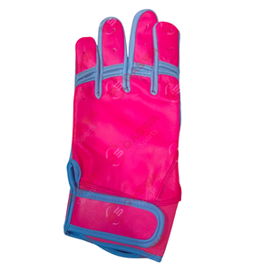 Gants de frappeur de baseball en cuir de vachette à manchette courte de couleur rose et sarcelle de vente chaude - Product Image 6