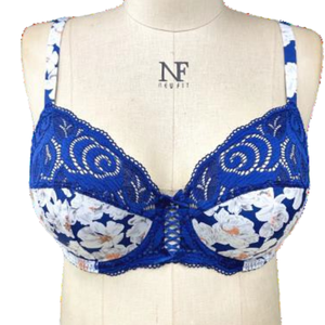 Sujetador Romántico de Uso Diario para Mujer, Copa Completa con Inserto de Encaje, Push-Up, Secado Rápido, Estampado, Spandex/Nailon, Espalda en U para Comodidad y Estilo - Product Image 1