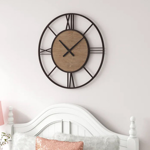 Nouveauté Horloge murale analogique en métal et en bois pour le salon et la décoration intérieure avec couleur et taille personnalisées - Product Image 2