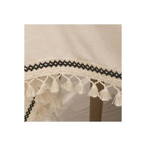 Tovaglia con pompon dettagliata a strisce nere di lino grezzo biologico - Product Image 2