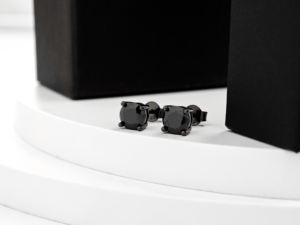 Pendientes de Plata de Ley 925 de diseñador para mujer, recién llegado, corte redondo negro VVS Clarity 2 CT Leb Diamond, regalo de tuerca fina para boda - Product Image 3