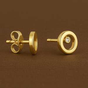 Nouvelle arrivée 14K or jaune massif unisexe plaqué rhodium boucles d'oreilles minimalistes diamants synthétiques de haute qualité pour - Product Image 3