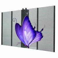 Rideau en maille LED transparente, pas de pixel de 4,98 mm, pleine couleur, haute luminosité, mur vidéo de façade média pour aéroport en extérieur, panneau SDK