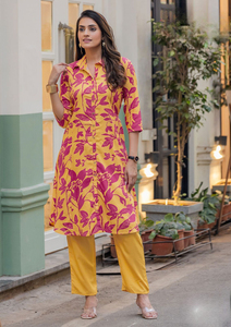 Ensemble Kurti imprimé pure rayonne magnifiquement conçu Vêtements d'été légers pour les fêtes et les festivals Salwar Kameez - Product Image 6