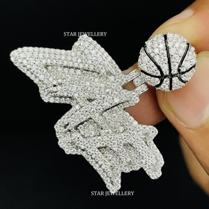 Colgante de Letra Personalizado Unisex de Oro 10K con Diamantes Cultivados en Laboratorio, Corte Brillante, Estilo Hip Hop, Baño de Rodio/Oro, para Uso Diario - Product Image 3