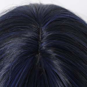 Perruque Synthétique DWY de Haute Qualité, Longue Ondulée Bleu Brume avec Boucles Naturelles, Dentelle Transparente, Fibre Résistante à la Chaleur, Frange Courte - Product Image 6