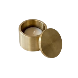 Ensemble de deux bougeoirs ronds en laiton finition dorée pour la maison, les fêtes de Noël, les événements, les décorations de table - Product Image 4
