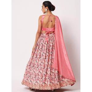 Delightful Pink Digital <b>Printed</b> Art Silk Designer Lehenga Choli for Women - Product Image 1