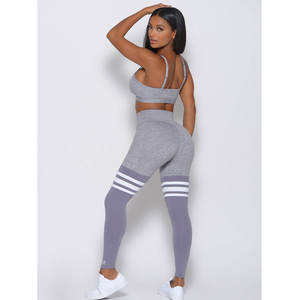 ชุดเลกกิ้ง2ชิ้นสำหรับผู้หญิงเอวสูงยาวถึงข้อเท้าสายเว้าเอวสีพื้นระบายอากาศ - Product Image 3