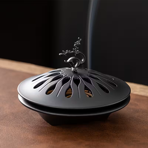 Antique Handcrafted Brass Incense Burner with <b>Finial</b> Lid and Ornate Floral Engravings for Home fragrance - Product Image 3