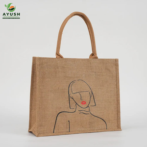 Mini sac de courses en jute et coton avec logo et taille personnalisables, sacs de courses écologiques - Product Image 5