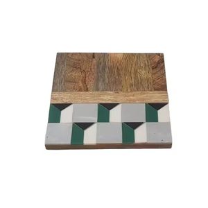 High Quality Home <b>Bar</b> Decoration Coaster for Cup Leaf Coaster Monstera Shaped Square Wooden Resin Pads Accessories Europe Style - Product Image 1