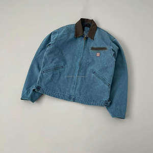 Blouson en jean unisexe Detroit J97 pour homme, style délavé, 100 % coton, coupe ample avec fermeture éclair, idéal pour l'automne - Product Image 1