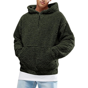 Sweat à capuche pour homme d'hiver 100% coton Tissu sherpa Logo avant Personnalisé OEM/ODM Doux en peluche Anti-boulochage Respirant Haute qualité - Product Image 1