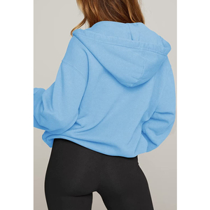 Couleur unie élégant à manches longues haut court femmes à capuche Offre Spéciale par saison cordon merde haut court sweats à capuche 2025 - Product Image 2