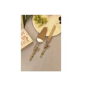 Decorative cake knife and server <b>set</b> with sculpted floral branch handles elegant dessert <b>tools</b> for wedding <b>garden</b> parties spring - Product Image 3