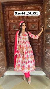 Original Quality Premium Chinon Export Quality Fabrics Chinon Digital Printed Wholesale Kurtis with Different Sleeves - Product Image 3