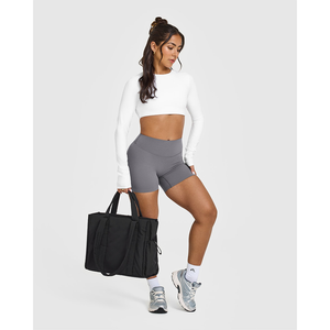 Top corto de mujer blanco Premium personalizado, camisetas cortas ligeras y sexis de manga larga de algodón con estampado suave de verano para mujer - Product Image 4