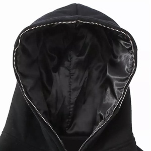 OEM heavyweight streetwear en blanco de gran tamaño de algodón orgánico de lana forro de satén Sudadera con capucha logotipo personalizado de los hombres de cara completa con cremallera Sudadera con capucha - Product Image 1