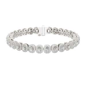 Pulsera de tenis con halo de diamantes de laboratorio de 7.04 CT, corte esmeralda y brillante redondo, VVSVS EF CVD, oro de 10, 14 y 18 quilates y plata 925 - Product Image 2