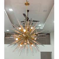 Lustre LED Sputnik vintage en verre de Murano doré, style mid-century italien, en laiton, pour plafond, art moderne, maison et bureau