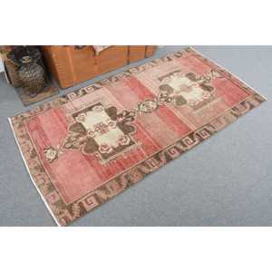 Vintage Rug, 0.3x6.2 ft <b>Runner</b> Rug, <b>Red</b> Brown Wool Rug - Product Image 2
