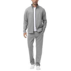 Ensemble 2 pièces Streetwear personnalisé pour hommes Ensembles de jogging à fermeture éclair Pantalon évasé lavé Survêtements à capuche embossés pour automne Survêtements de survêtement - Product Image 1