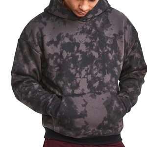 2025 Custom Men's High Quality <b>Black</b> Fleece <b>Hoodie</b> Drop Shoulder for Puff Print Full <b>Zip</b>-<b>up</b> for Winter Solid Pattern Hooded - Product Image 3