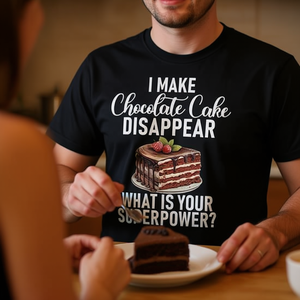 Camiseta divertida con la frase «Hago desaparecer el pastel de chocolate» para los amantes de los pasteles - Product Image 3