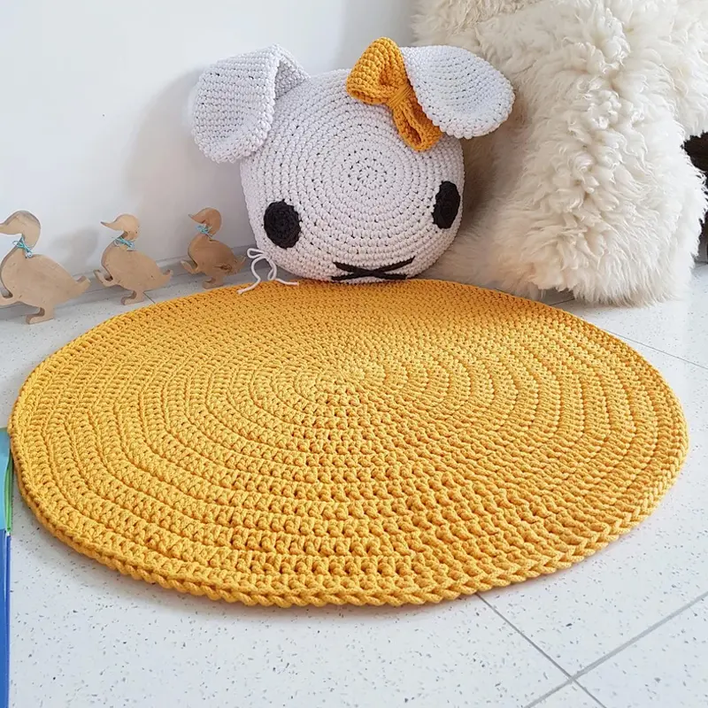 ot Sale Modern Yellow doily Carpet Knitted Nursery Large Crochet floor Rug Decor Wholesale Vietnam Supplier