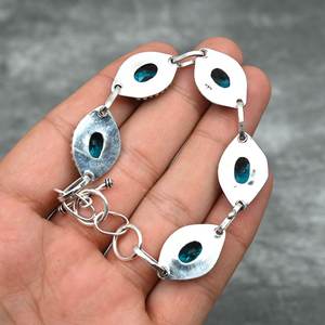 Blue Topaz <b>Bracelet</b> 925 <b>Sterling</b> <b>Silver</b> Handmade <b>Silver</b> Jewelry Gemstone <b>Bracelet</b> Christmas Gift For Her Topaz Jewelry - Product Image 6